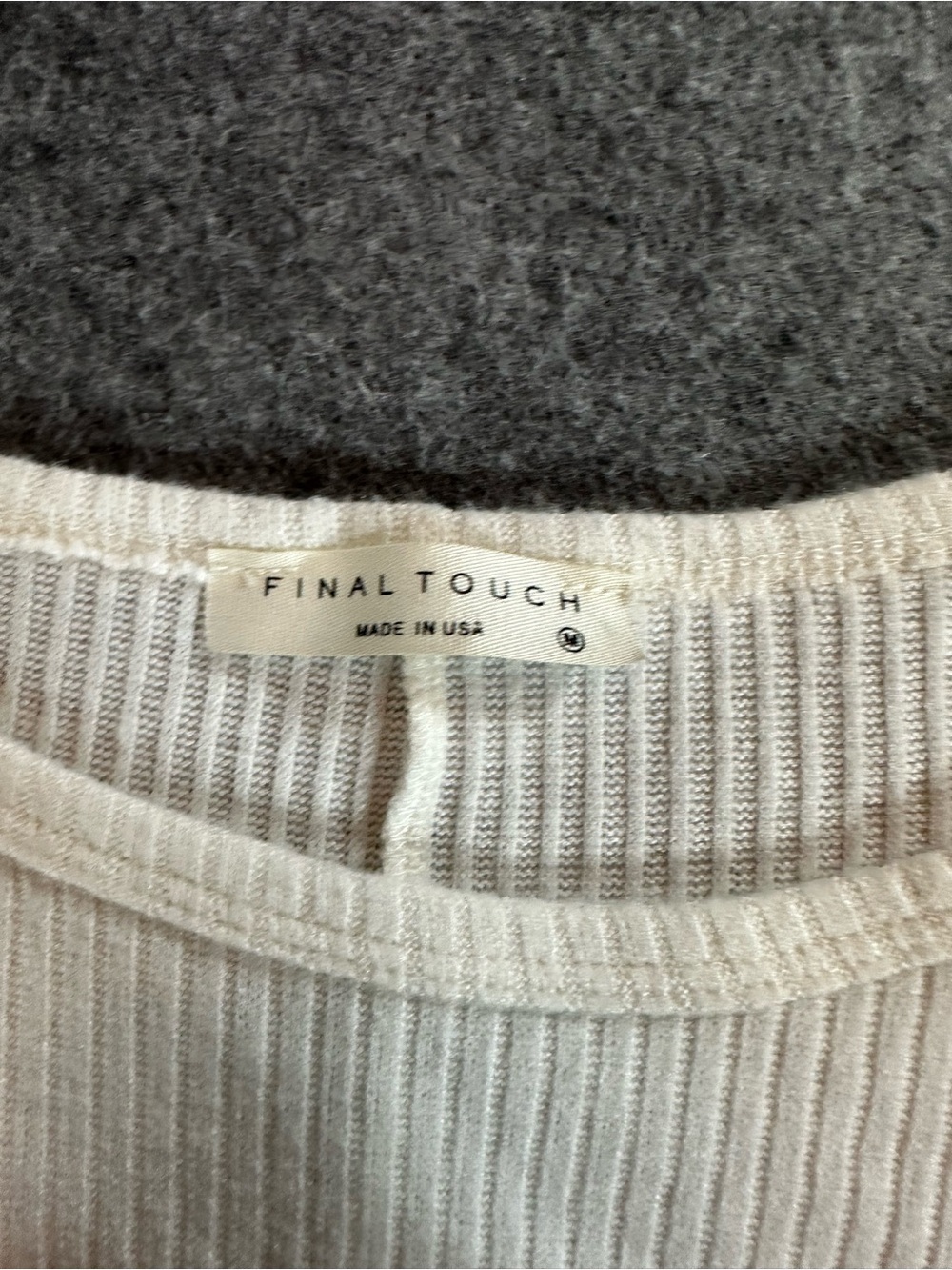 Final Touch Cream Ruffle-Hem Ribbed Top - Picture 2 of 6